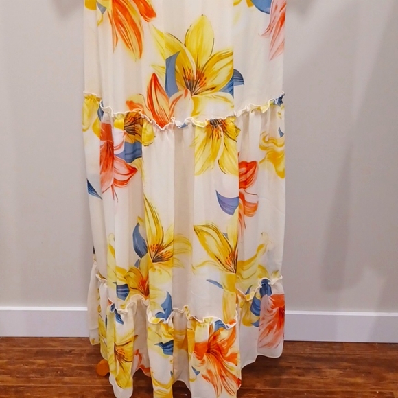 Kate Lily Floral Pull On Tiered Empire Waist Maxi Dress NEW- Sz. 12 - Picture 8 of 9